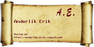 Anderlik Erik névjegykártya